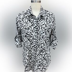 Karl Lagerfeld Monochrome Graphic Button Down Shirt